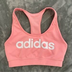 Adidas Racerback Spellout Peach Athletic Workout Running Sports Bra Size Small